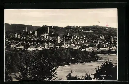 AK Ravensburg, Ortsansicht mit Türmen