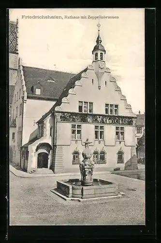 AK Friedrichshafen, Rathaus mit Zeppelinbrunnen