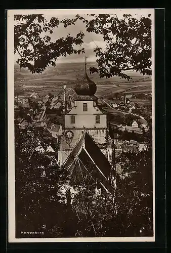 AK Herrenberg, Blick über die Kirche auf den Ort