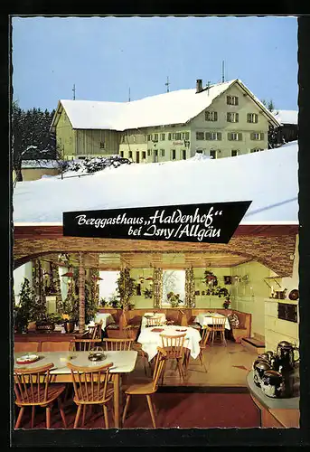 AK Neutrauchburg bei Isny im Allgäu, Berggasthaus Haldenhof im Winter
