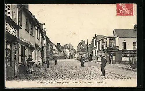 AK Marseille-le-Petit, Grande-Rue, vers Grandvilliers