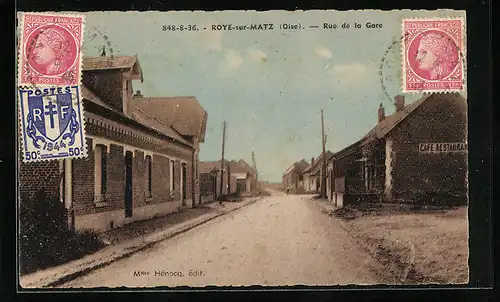 AK Roye-sur-Matz, Rue de la Gare
