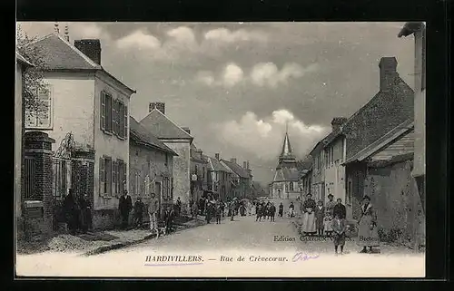 AK Hardivillers, Rue de Crèvecoeur, Strassenpartie