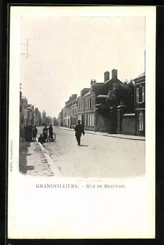 AK Grandvilliers, Rue de Beauvais, Strassenpartie