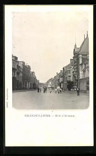 AK Grandvilliers, Rue d`Aumale, Strassenpartie