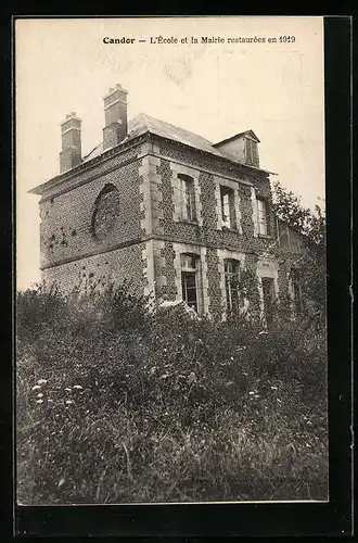 AK Candor, L`École et la Mairie restaurées en 1919