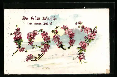 Präge-AK Neujahrsgruss, Jahreszahl 1907