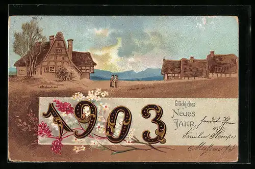 Präge-AK Neujahrsgruss, Jahreszahl 1903