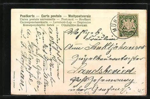 Präge-AK Neujahrsgruss, Jahreszahl 1909, Kleeblätter