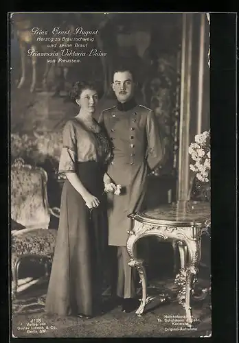 AK Ernst August Herzog von Braunschweig und seine Braut Viktoria Luise von Preussen