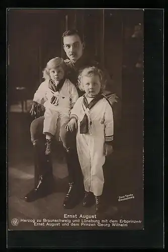 AK Ernst August Herzog von Braunschweig mit den Prinzen Ernst August und Georg Wilhelm