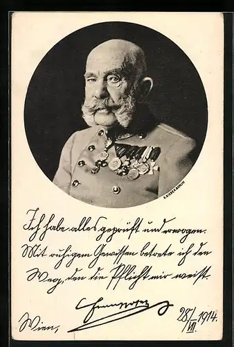 AK Kaiser Franz Josef I. von Österreich in Uniform mit Ordenspange