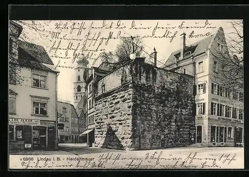 AK Lindau i. B., Strassenpartie an der Heldenmauer