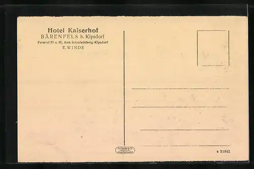 AK Bärenfels bei Kipsdorf, Hotel Kaiserhof