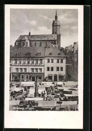 AK Annaberg i. Erzgeb., Tabakladen und Apotheke am Markt