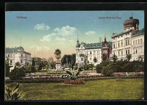 AK Cottbus, Grünanlagen am Kaiser-Wilhelm-Platz