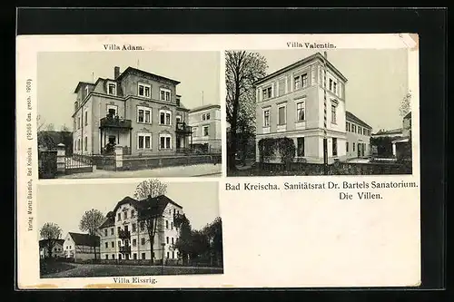 AK Bad Kreischa, Sanitätsrat Dr. Bartels Sanatorium, Villa Adam, Villa Valentin, Villa Eissrig