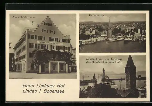 AK Lindau i. B., Hotel Lindauer Hof, Hafenpartie
