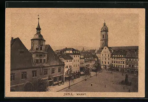 AK Jena, Markt mit Gasthaus und Geschäften