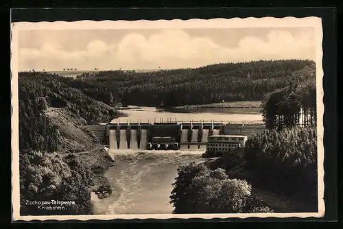 AK Zschopau, Talsperre Kriebstein aus der Vogelschau