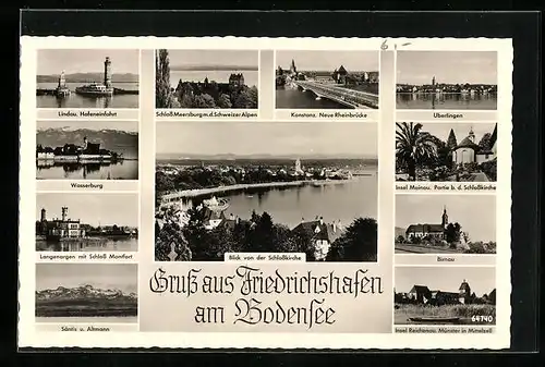 AK Friedrichshafen am Bodensee, Schlosskirche, Überlingen, Wasserburg