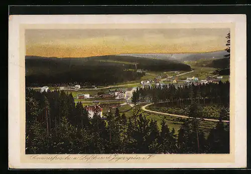 AK Jägersgrün i. V., Panorama im Abendrot