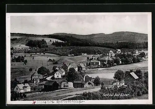 AK Sohl b. Bad Elster, Totalansicht mit Gebirge