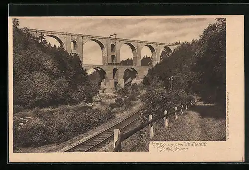 AK Jössnitz, Flusspartie mit Elstertalbrücke