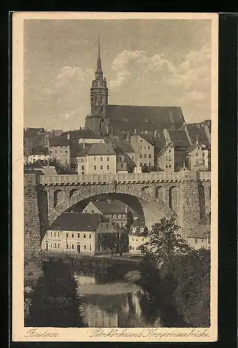 AK Bautzen, Petrikirche und Kronprinzenbrücke