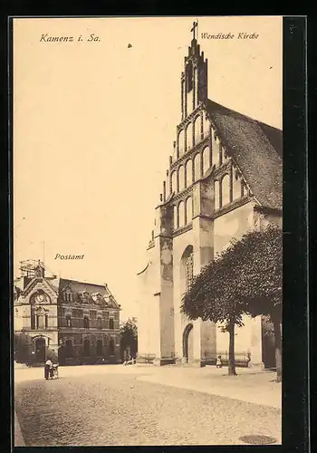 AK Kamenz i. Sa., Postamt und Wendische Kirche