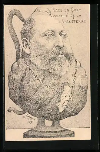 Künstler-AK Charles Denizard (Orens): König Edward VII. von England, Karikiert als Vase