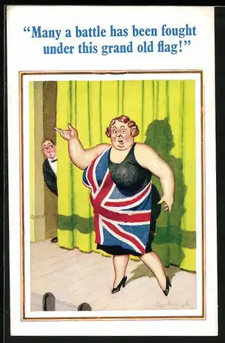 Künstler-AK Donald McGill: Many a battle has been fought...