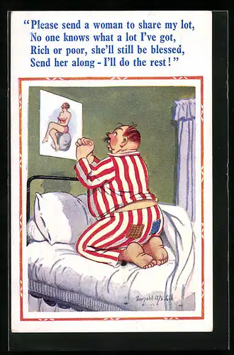 Künstler-AK Donald McGill: Send her along - I`ll do the rest!