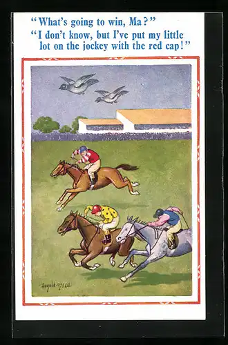 Künstler-AK Donald McGill: What`s going to win, Ma?