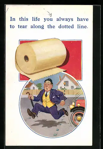 Künstler-AK Donald McGill: In this life you always have to tear along the dotted line