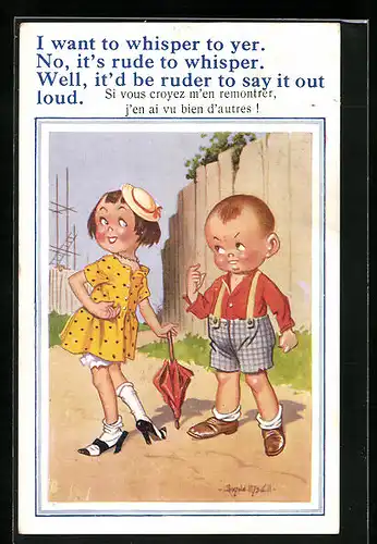 Künstler-AK Donald McGill: I want to whisper to yer