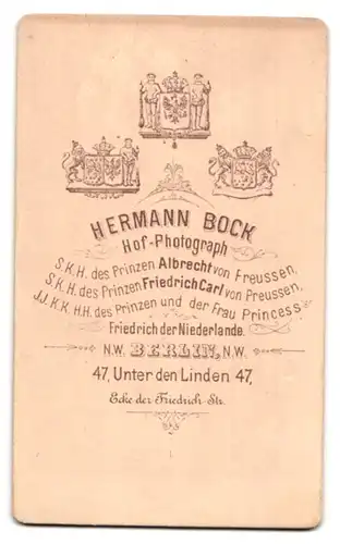 Fotografie Herm. Bock, Berlin, Unter den Linden 47, Portrait stattlicher Herr mit Schnurrbart