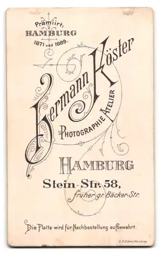 Fotografie Hermann Köster, Hamburg, Steinstr. 58, Portrait niedliches Mädchen im weissen Kleidchen