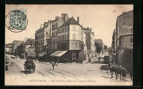 AK Saint-Denis, Rue de Paris et Rue de la Légion d'Honneur