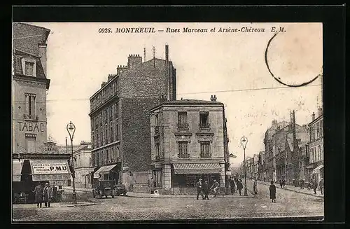 AK Montreuil, Rues Marceau et Arséne-Chéreau