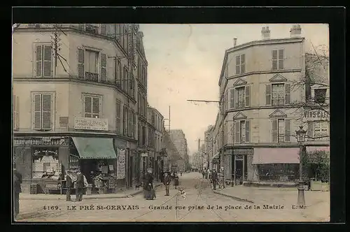 AK Le Pré-St-Gervais, Grande Rue prise de la place de la Mairie