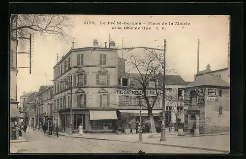 AK Le Pré-St-Gervais, Place de la Mairie et la Grande Rue