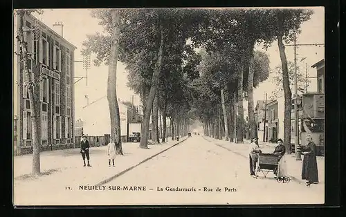 AK Neuilly-sur-Marne, la Gendarmerie, Rue de Paris