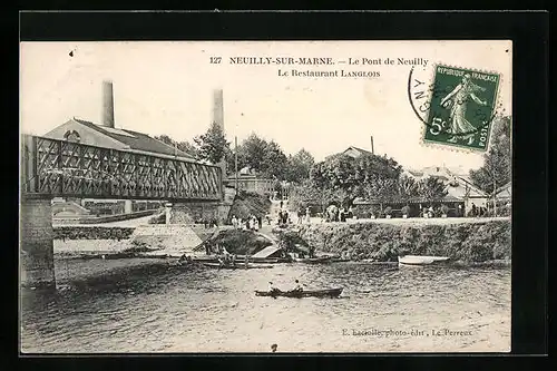 AK Neuilly-sur-Marne, le Pont de Neuilly, le Restaurant Langlois