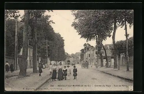 AK Neuilly-sur-Marne, Entrée du Pays, Rue de Paris