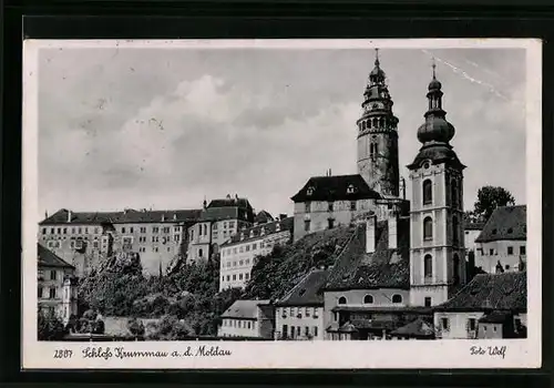 AK Krumau / Cesky Krumlov, Teilansicht mit Kirche