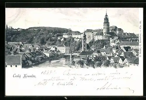 AK Krumau / Cesky Krumlov, Gesamtansicht mit Schloss