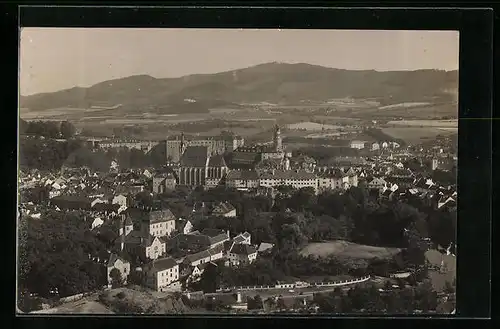 AK Krumau / Cesky Krumlov, Panoramablick vom Kreuzberg