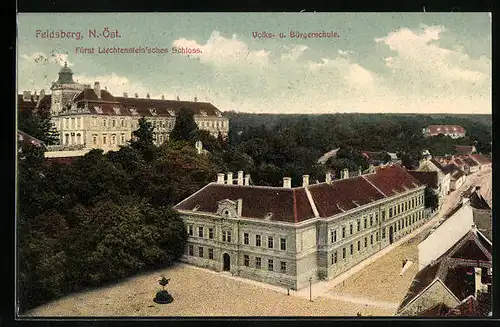AK Feldsberg, Volks- und Bürgerschule & Fürst Liechtenstein`sches Schloss