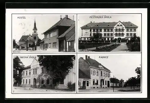 AK Lanzhot, Kostel, Radnice, Mestanská Skola, Obecná Skola